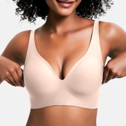 💕Sfrcord® Wireless Womens Comfortable Wireless Bras Push Up Bralettes Seamless Tshirts Bras Deep V Everyday Bras