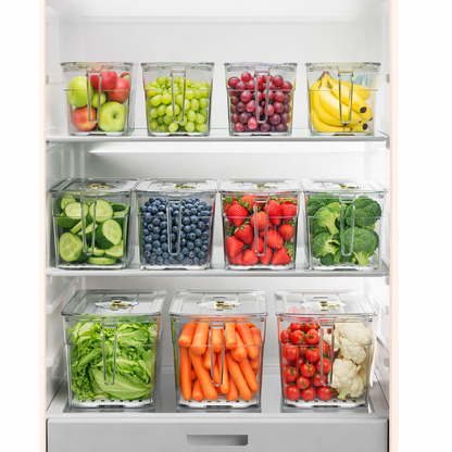 Cavelora®Food-Grade Refrigerator Storage Box – Freshness Organizer for Vegetables, Fruits & Freezer with Lid & Handles