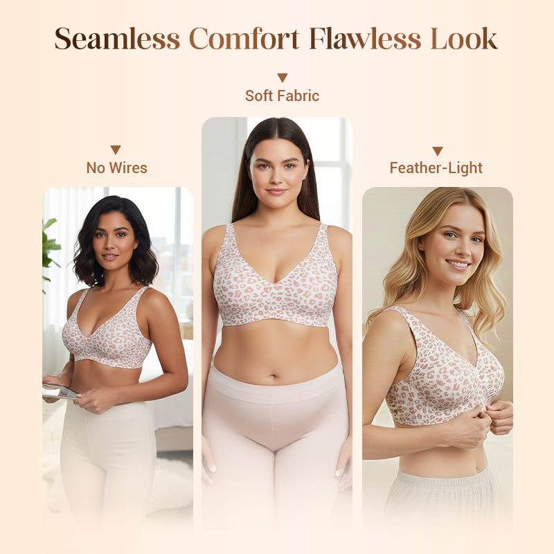 💕Sfrcord® Wireless Womens Comfortable Wireless Bras Push Up Bralettes Seamless Tshirts Bras Deep V Everyday Bras