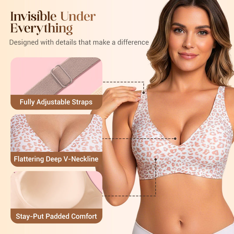 💕Sfrcord® Wireless Womens Comfortable Wireless Bras Push Up Bralettes Seamless Tshirts Bras Deep V Everyday Bras