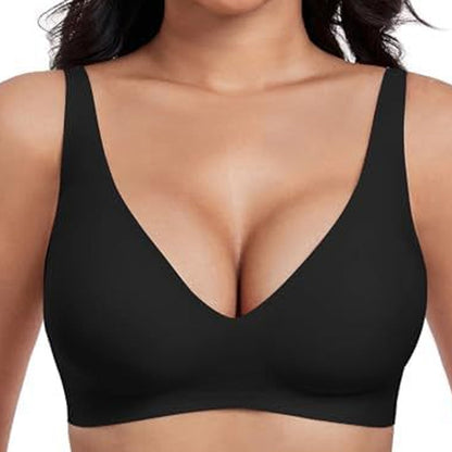 💕Sfrcord® Wireless Womens Comfortable Wireless Bras Push Up Bralettes Seamless Tshirts Bras Deep V Everyday Bras