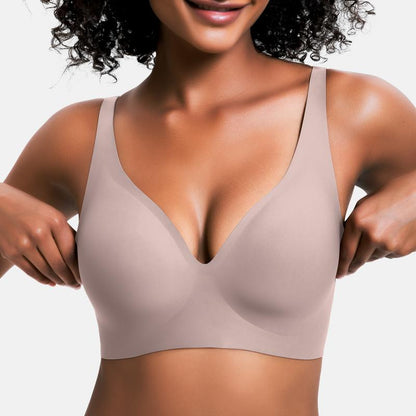 💕Sfrcord® Wireless Womens Comfortable Wireless Bras Push Up Bralettes Seamless Tshirts Bras Deep V Everyday Bras
