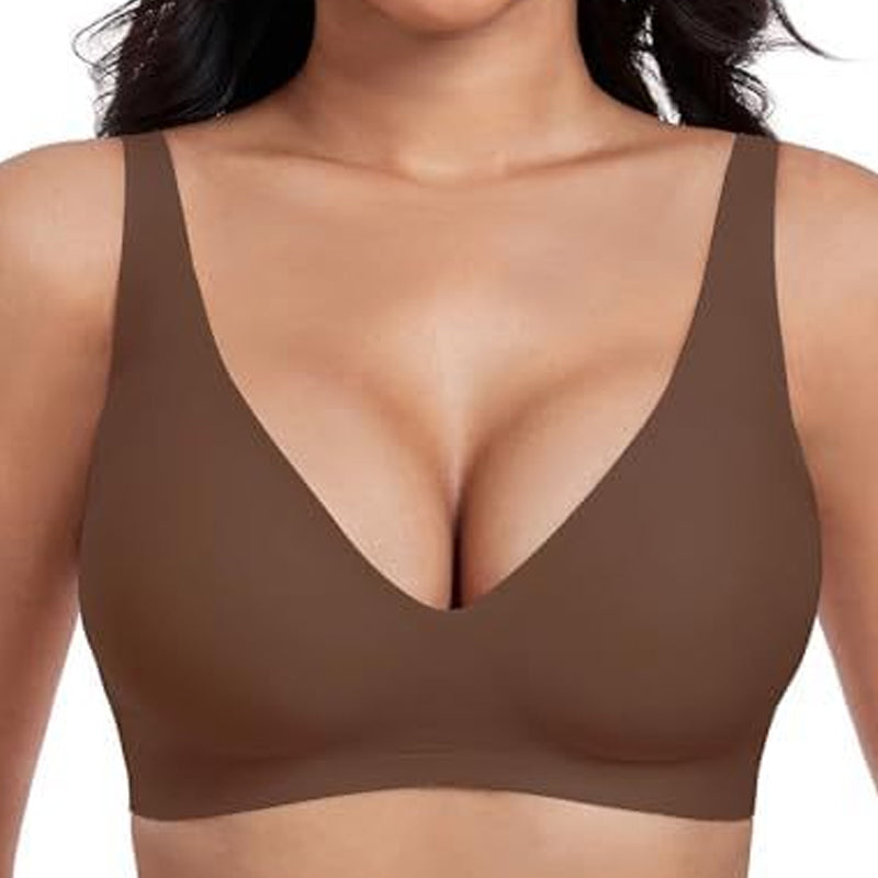💕Sfrcord® Wireless Womens Comfortable Wireless Bras Push Up Bralettes Seamless Tshirts Bras Deep V Everyday Bras