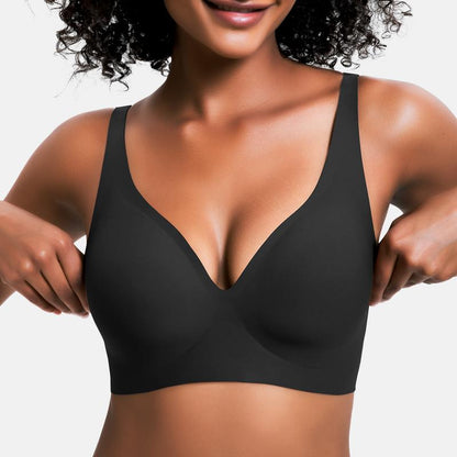 💕Sfrcord® Wireless Womens Comfortable Wireless Bras Push Up Bralettes Seamless Tshirts Bras Deep V Everyday Bras